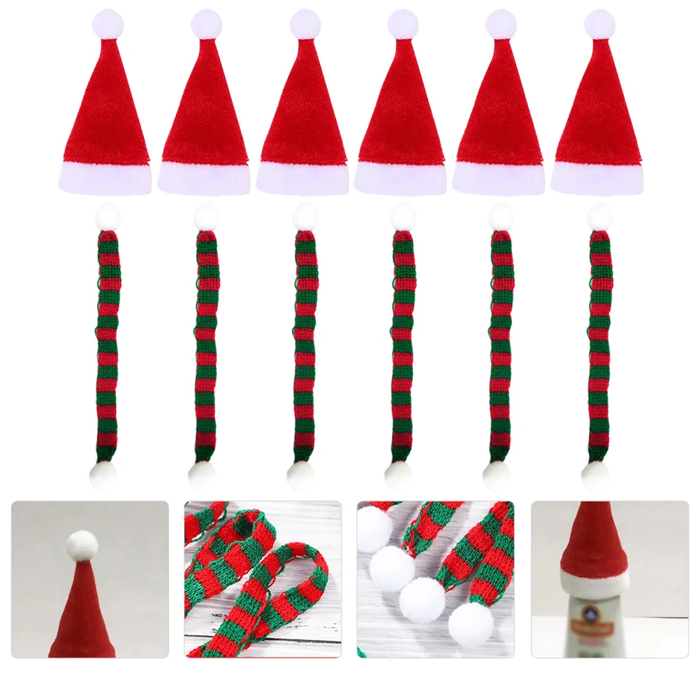 

Christmas Wine Bottle Covers Mini Santa Hats Scarf Christmas Scarf Santa Hats For Dolls Home Decor Christmas Navidad
