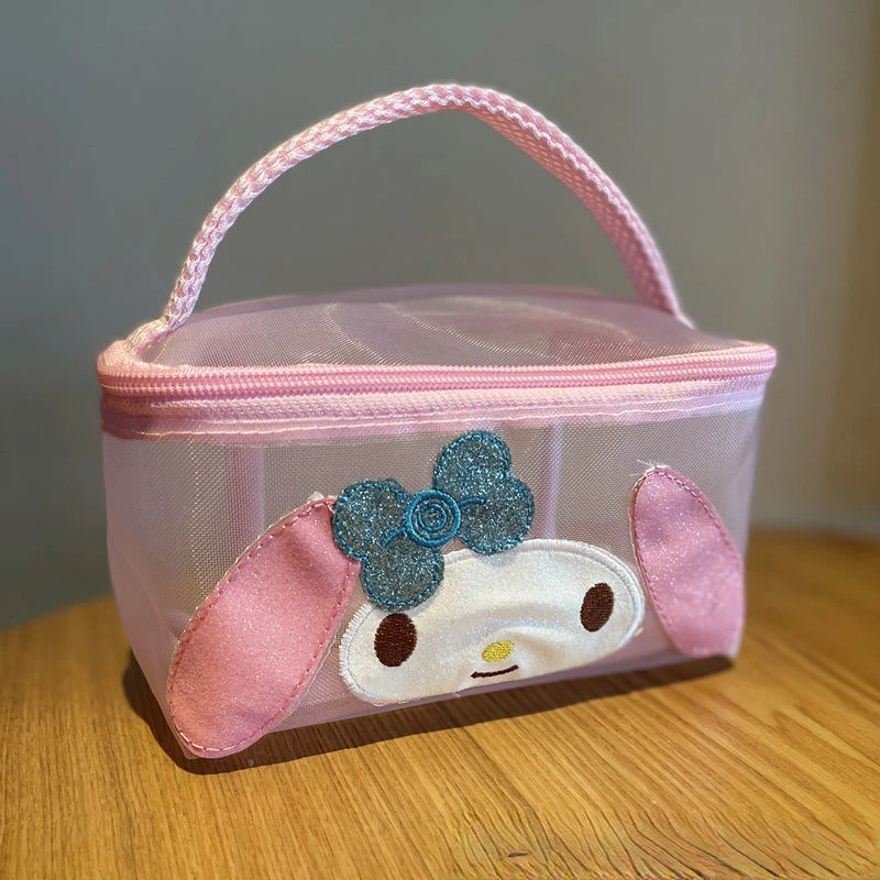 sanrio makeup bag kawaii pouch Portable Organizer Cosmetic Case Cute Cartoon Clow M Hollow Hand Wash Bag Girl Heart Fitness