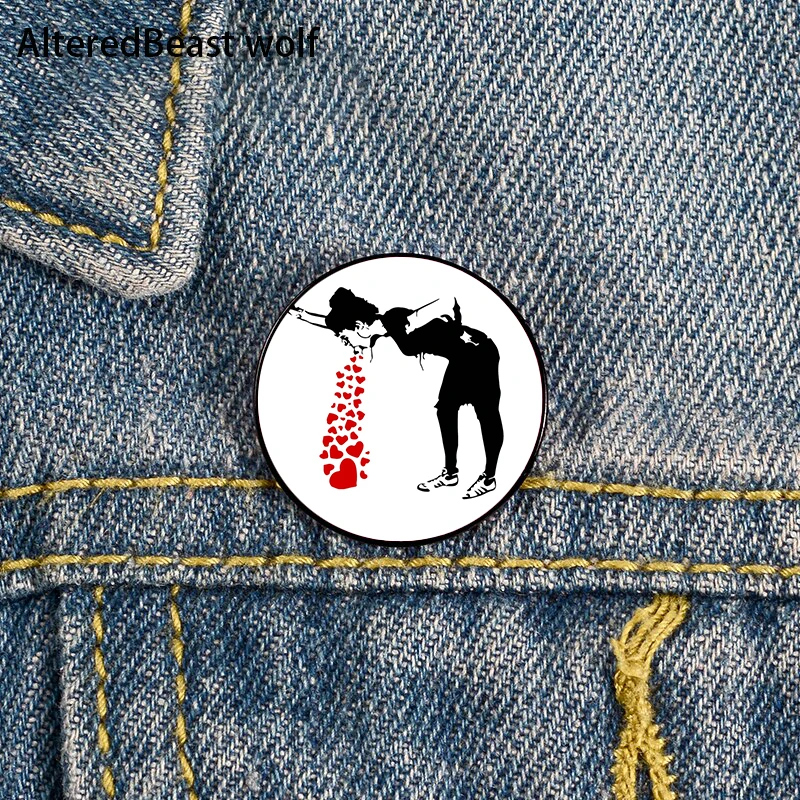 

Lovesick Cartoon Printed Pin Custom Funny Brooches Shirt Lapel Bag Cute Badge Cartoon Cute Jewelry Gift for Lover Girl Friends