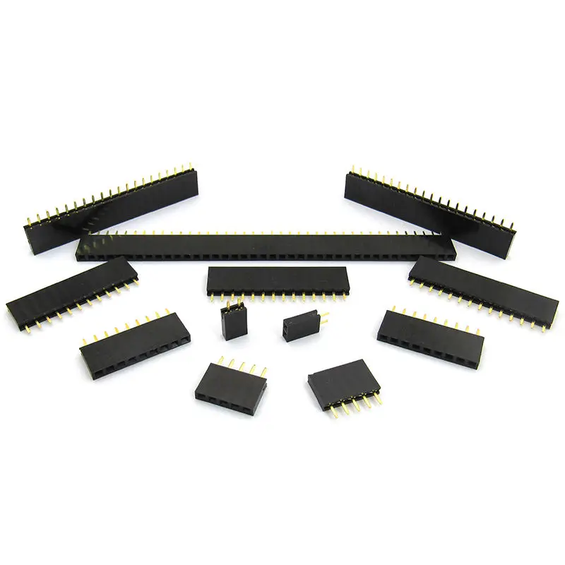 

100PCS Single Row Pin Female Header Socket Pitch 2.54mm 1*2p 3p 4p 5p 6p 7p 8p 9p 10p 12p 14p 16p 18p 20p 22p 40p Pin Connector