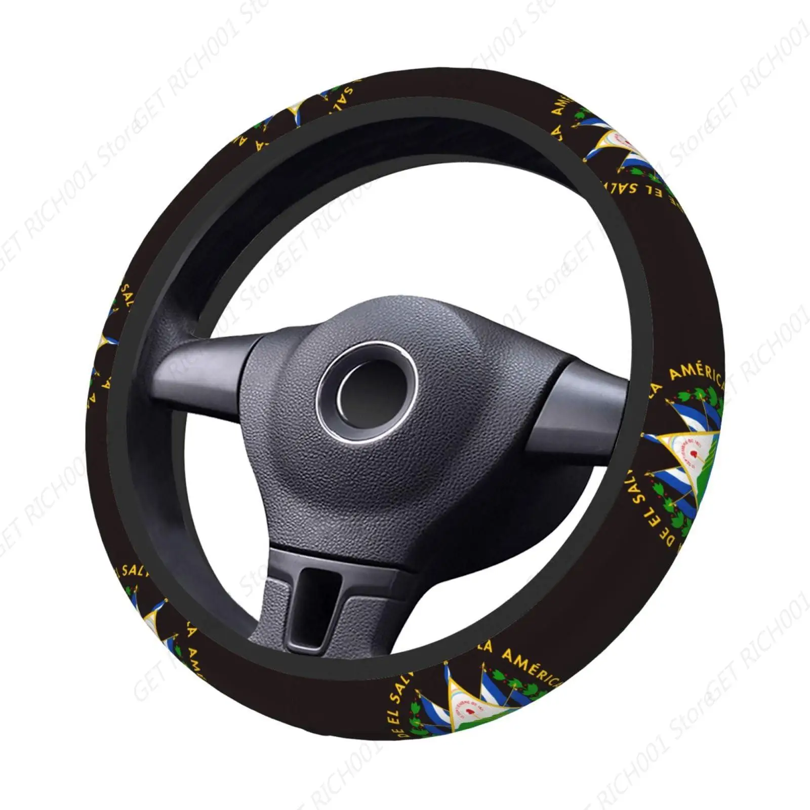 Flag Of El Salvador Steering Wheel Covers Men Women Anti Slip Elasticity Car Accessories Protector Universal