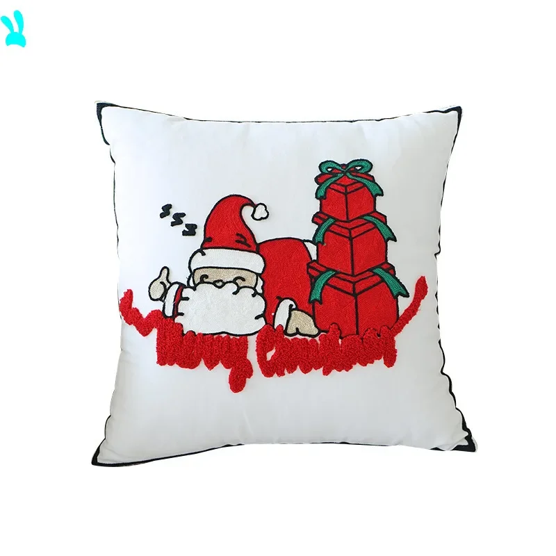 Новые Вышитые рождественские наволочки для подушек роскошные однотонные