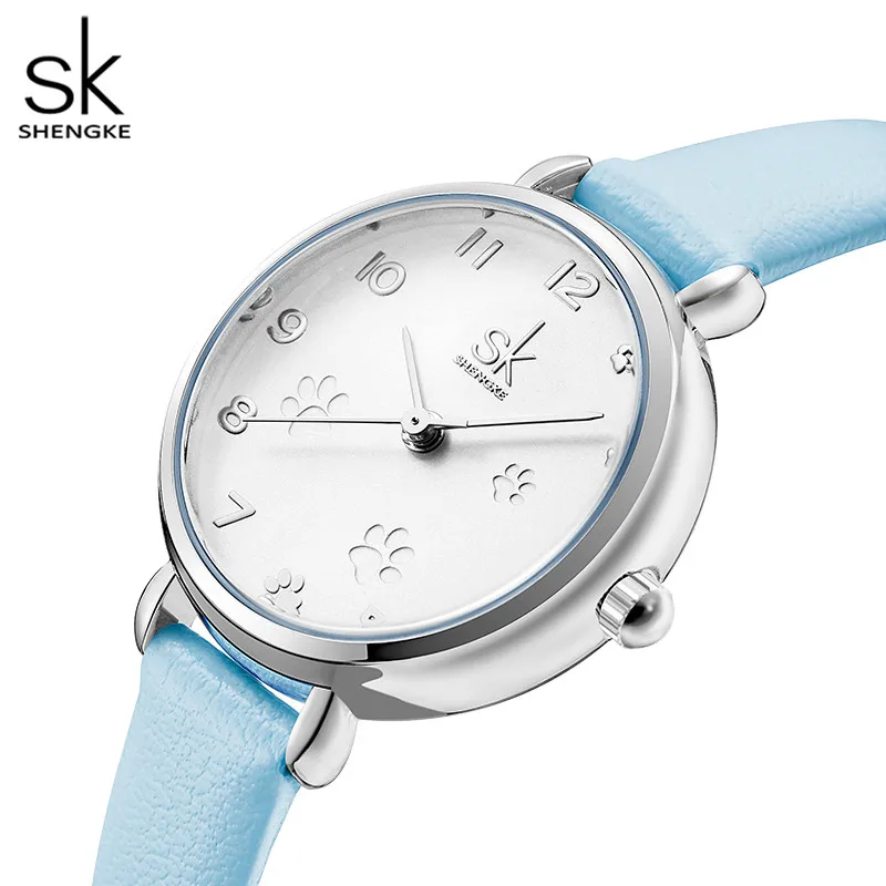 Shengke Summer Colorful Women Watch Blue Strap Ladies Clock Japanese Quartz Movement Woman Quartz Wristwatches Relogio Feminino