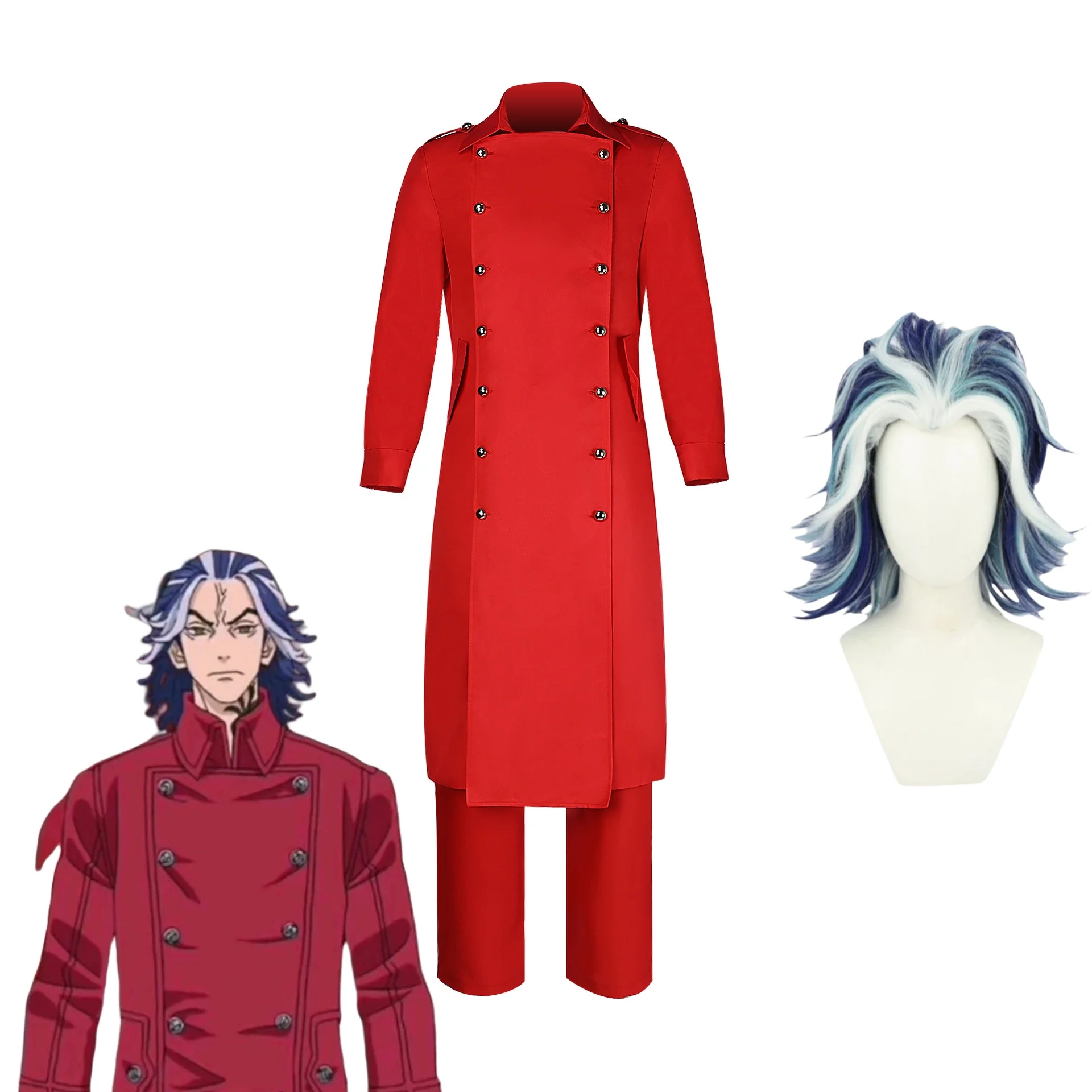 Аниме Daiju Shiba Косплей Костюм Парик Тайдзю Шиба Красный Тренч Униформа Generation Tokyo Manji