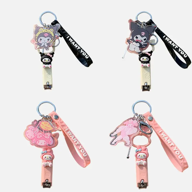 

New Cute Nail Clippers Sanrio Accessories Kuromi Hellokittys Mymelody Big-Eared Dog Cartoon Cute Creative Trend Keychain Pendant