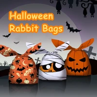50pcs gift bag halloween rabbit plastic bags pumpkin ghost biscuit candy gift bags for kids halloween party decoration supplies