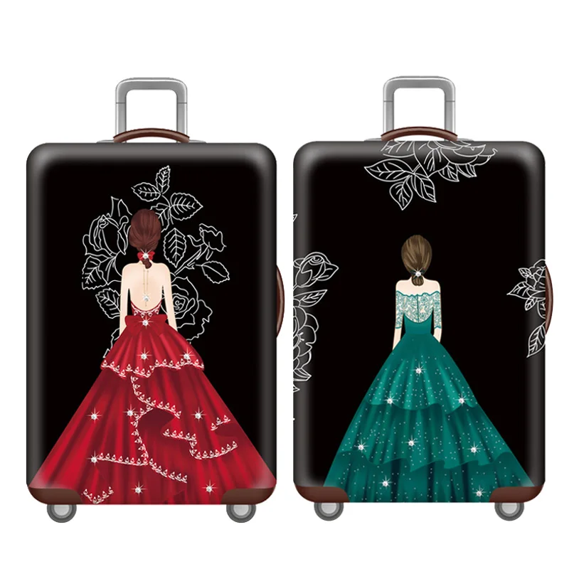 Fashion Princess Dress Luggage Cover Luggage Protective Covers Thicken Suitcase Case for18-32 Inch Elastic Fabric Suitcase Cover