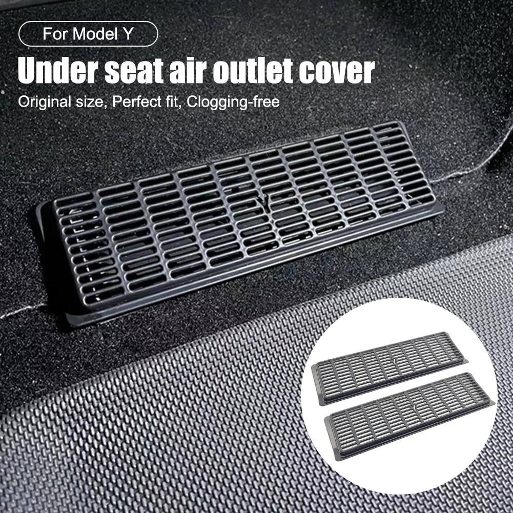 

2Pcs Car Air Vent Cover Anti-Clogging Under Seat Air Outlet Protective Cover Plastic for Tesla Model 3 Model Y Accessories Black