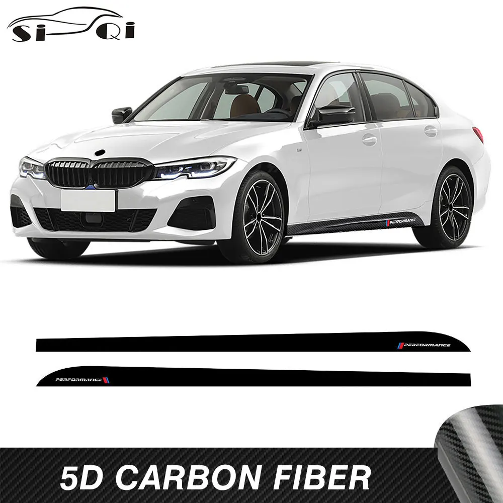 

2 Pcs Car Door Side Stripes Skirt Sticker M Performance 5D Carbon Fiber Vinyl Body Decal For BMW 3 Series G20 M340i Accessories