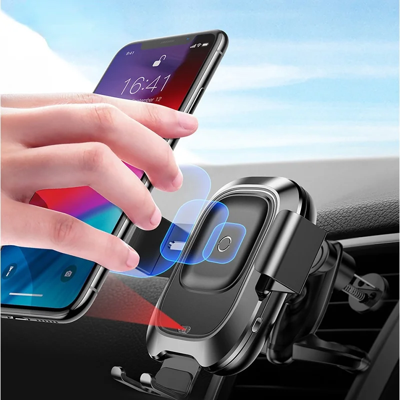

Car Phone Holder for iPhone Samsung Intelligent Infrared Qi Car Wireless Charger Air Vent Mount Mobile Phone Holder Stand
