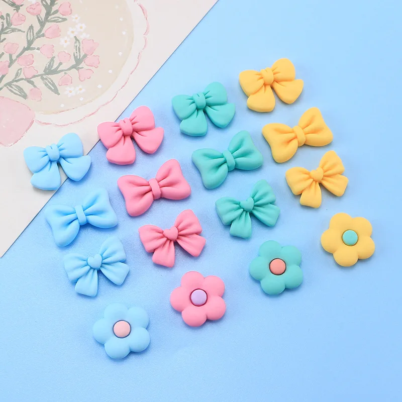 

Resin Bow Cabochons Flatback 20pcs New Colorful Bowtie Flowers Bowknot Embellishments for Girls Hair Bow Center DIY Jewelry