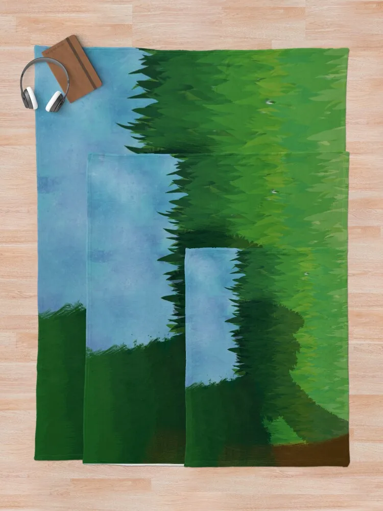 Verdant Meadow: Одеяло с цифровой пейзажной живописью плюшевые термоодеяла