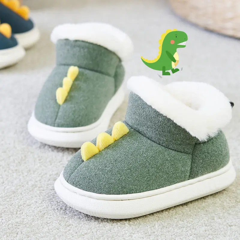 Winter Warm Kids Cotton Home Slippers Non--slip Baby Indoor Floor Shoes Boys Cotton Boots Girls Furry Slippers Todder Slipper
