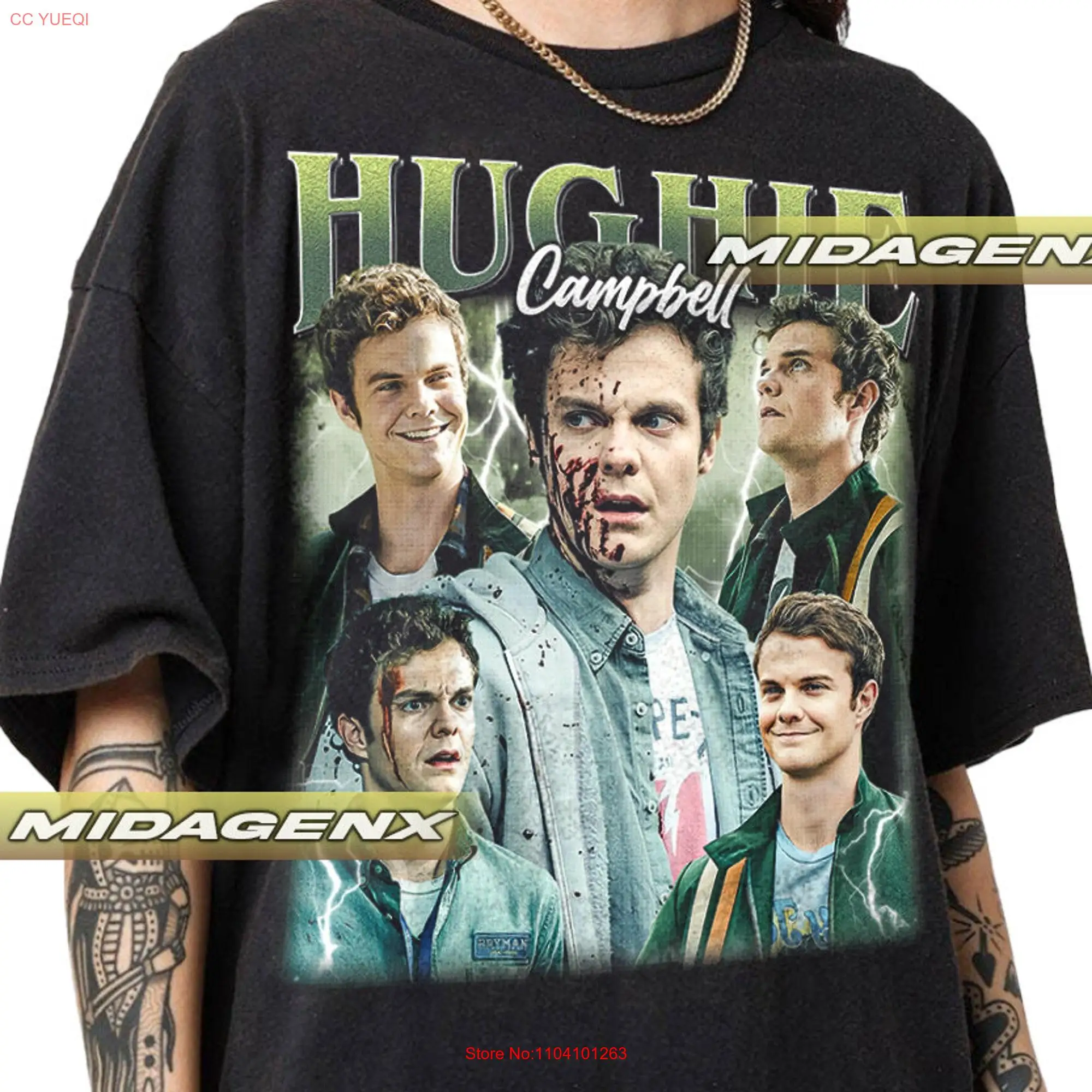 Ограниченная партия Винтажная Футболка Hughie Кэмпбелл для женщин и мужчин с