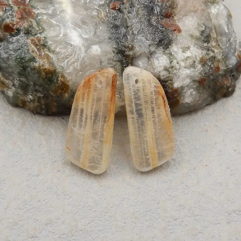 

Natural Nugget Moon Stone Earrings Beads 18x8x2mm 2g Semiprecious Gemstone Beauty Jewelry Accessories For Women