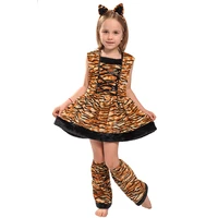 spring festival tiger print digital print childrens girl cosplay dress sleeveless stage performance costume