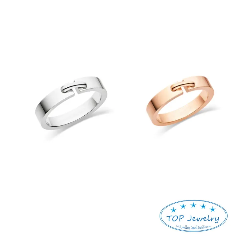 

Luxury Brand Jewelry 925 Sterling Silver Rose Gold LIENS ÉVIDENC Couple's rings High Quality Classics wedding ring