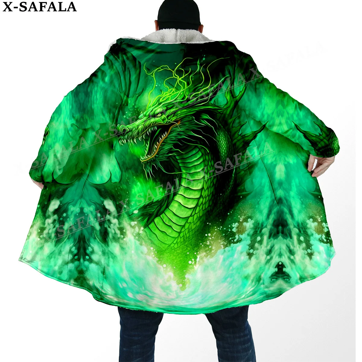 Теплая Толстая Мужская накидка с капюшоном в стиле мифологии дракон Инь и Ян