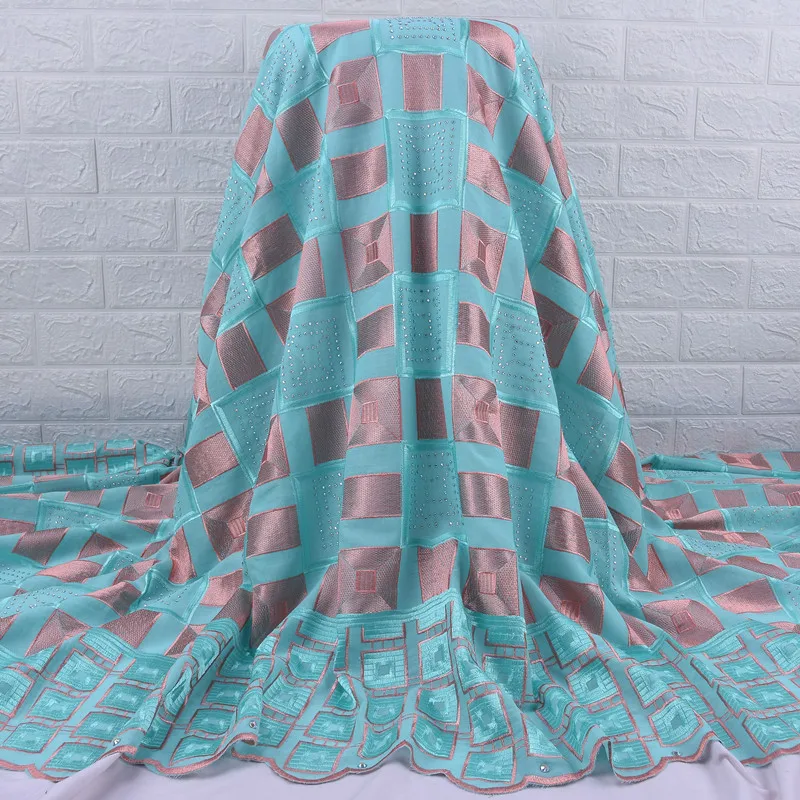 Нигерийская Швейцарская Хлопковая Кружевная Ткань С Вышивкой Камнями