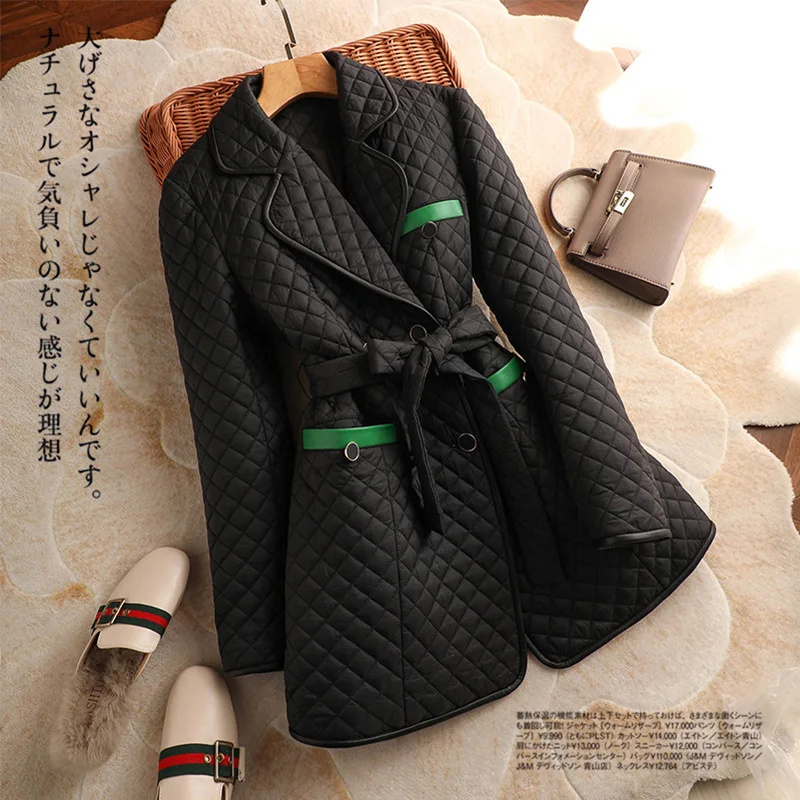 Top Fashion Design Casaco Feminino Coats Thin Office Lady  Adjustable Waist  Autumn/Winter  Winter Jacket Women Belt Coat Women