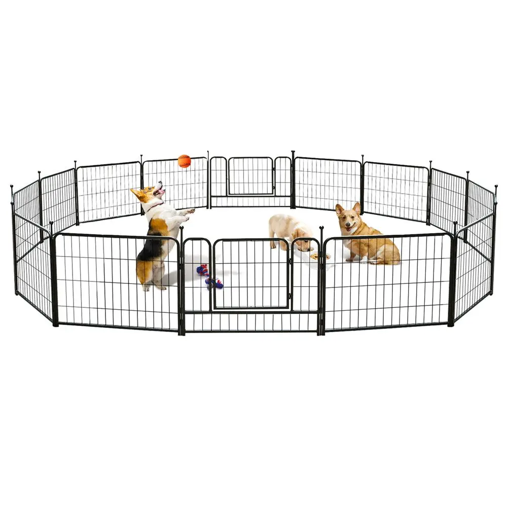 

Dog Pen 16 Panels 24-Inch High RV Dog Playpen Outdoor/Indoor, Dog Fence Exercise Pet Pen for Dogs with Metal Protect Design