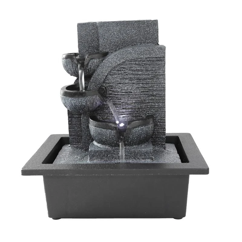 Продажа 4 уровня каскадных смолы-рок падает Настольный водяной фонтан с светодиодный геомантического мяч для офиса кабинет домашние стол Декор Pаспродажа 4 уровня каскадных смолы-рок падает Настольный водяной фонтан с светодиодный геомантического мяч для офиса кабинет домашние стол Декор