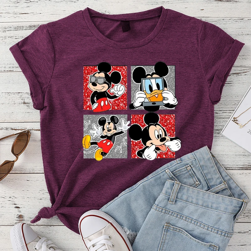 

Disney Women's T-shirt Cotton Hip Hop Streetwear Top Ulzzang Fawn Bambi Printed T-shirt Oversized Loose Casual Women Harajuku