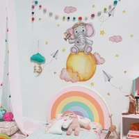 baby elephant rainbow clouds stars self adhesive wall stickers home decoration wall decor home accessories wallpaper