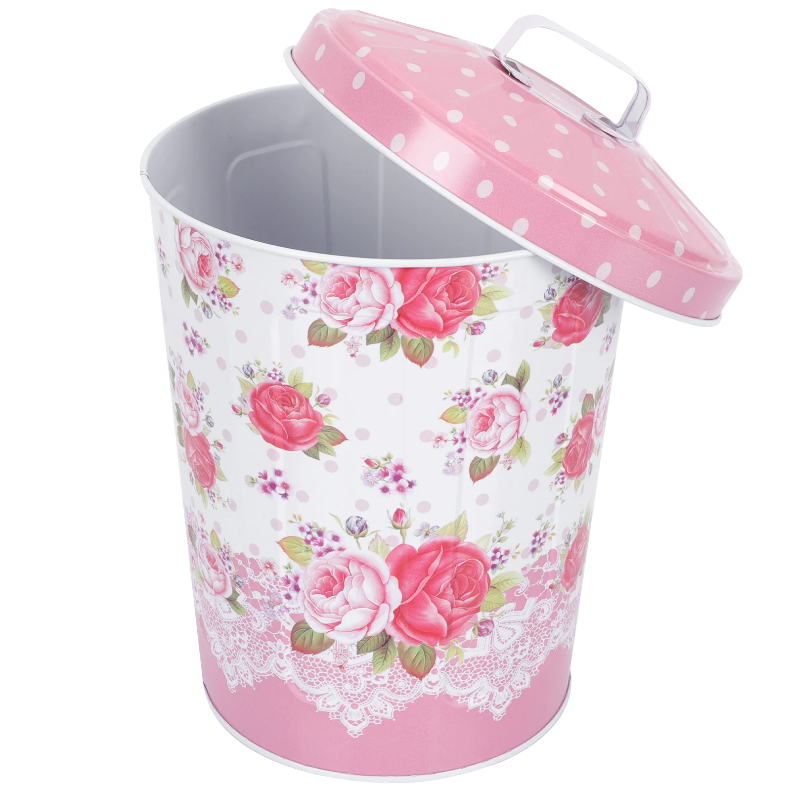 

Container Lid Rice Mini Tin Box Desk Topper Galvanized Metal Buckets Large Piggy Bank Trash Can With Storage