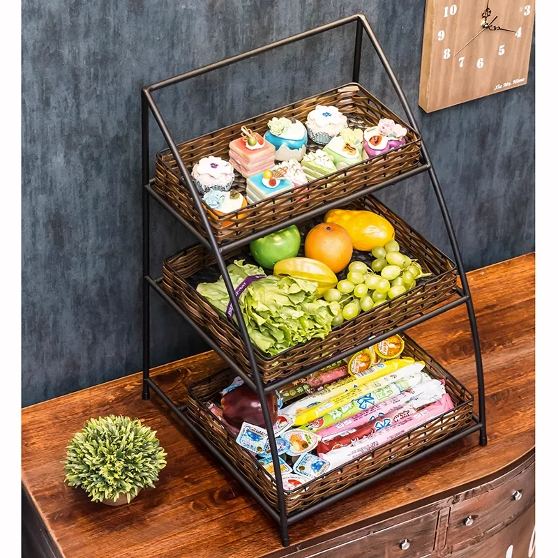 

Cinema Desktop Multi-layer Food Storage Rack Display Rack Mesh Cafe Iron Art Basket Storage Snack Rack Household Shelving