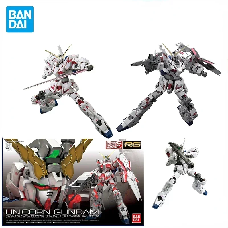В наличии оригинальная Bandai UNICORN GUNDAM RG 1/144 аниме-фигурка модель из ПВХ сборная