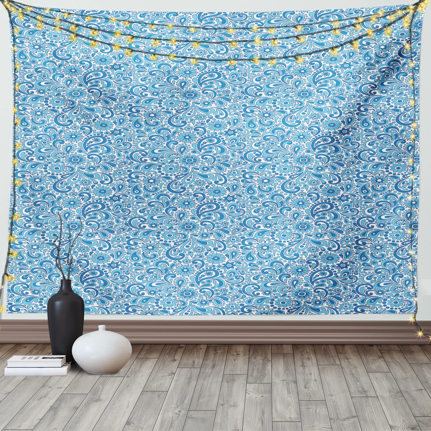 Смешной гобелен Пейсли в небесно-голубом цвете украшенный искусством атласная