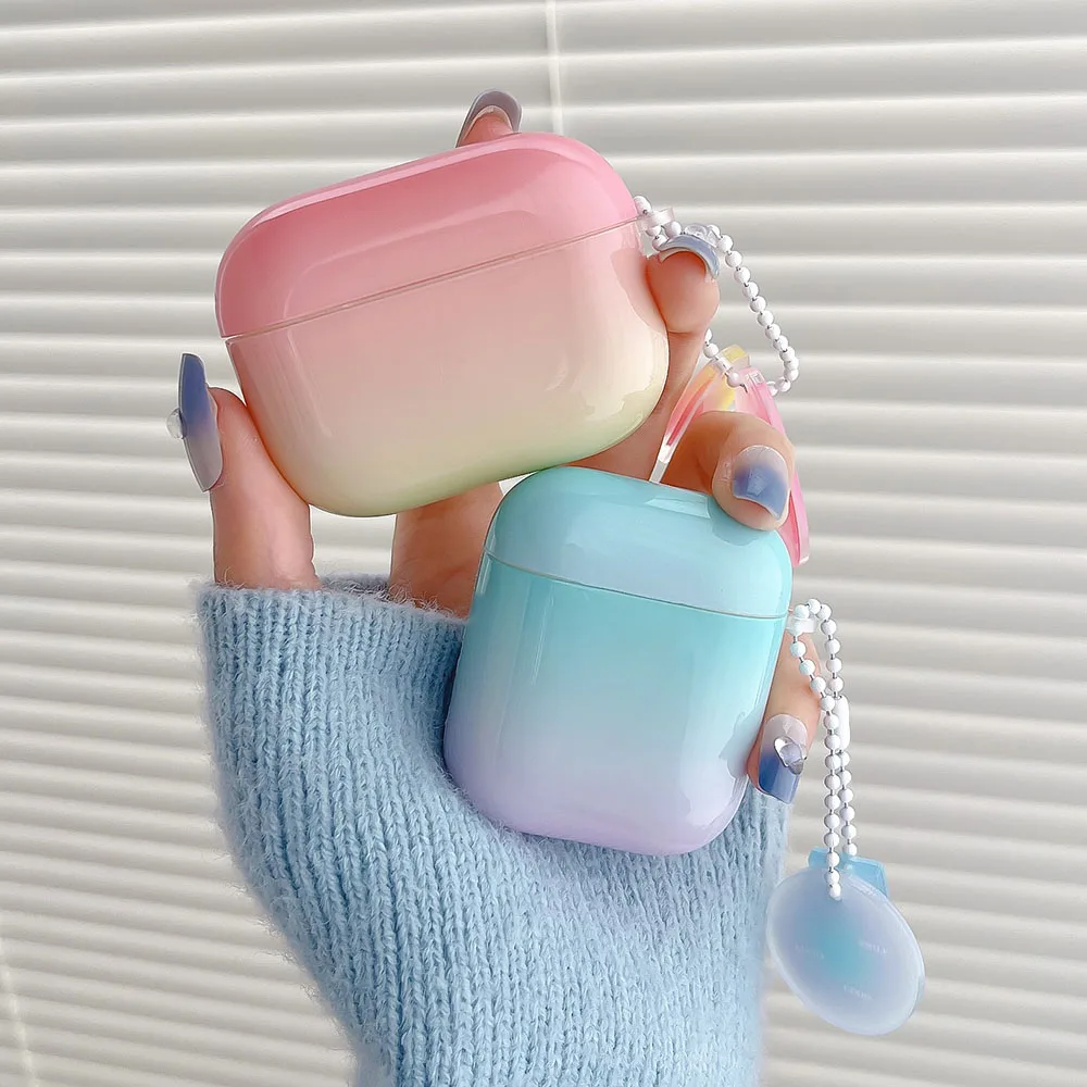 Модный Блестящий чехол для наушников AirPods Pro 3 с радужным переходом цвета защитный