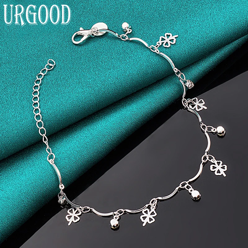 

925 Sterling Silver Fashion Jewelry Clover Pendant Bracelet For Women Party Birthday Engagement Wedding Charm Gift