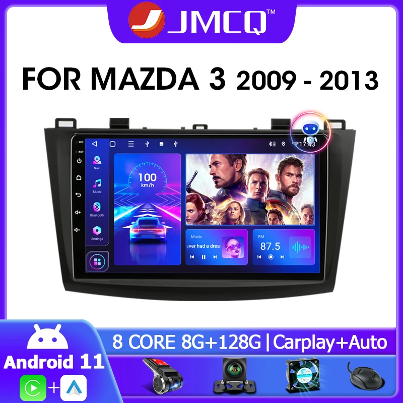 

JMCQ 9" 2din Android 11.0 Car Radio Multimedia Player GPS Navigaion For Mazda 3 2009-2013 4G+WiFi Carplay DSP RDS Head Unit