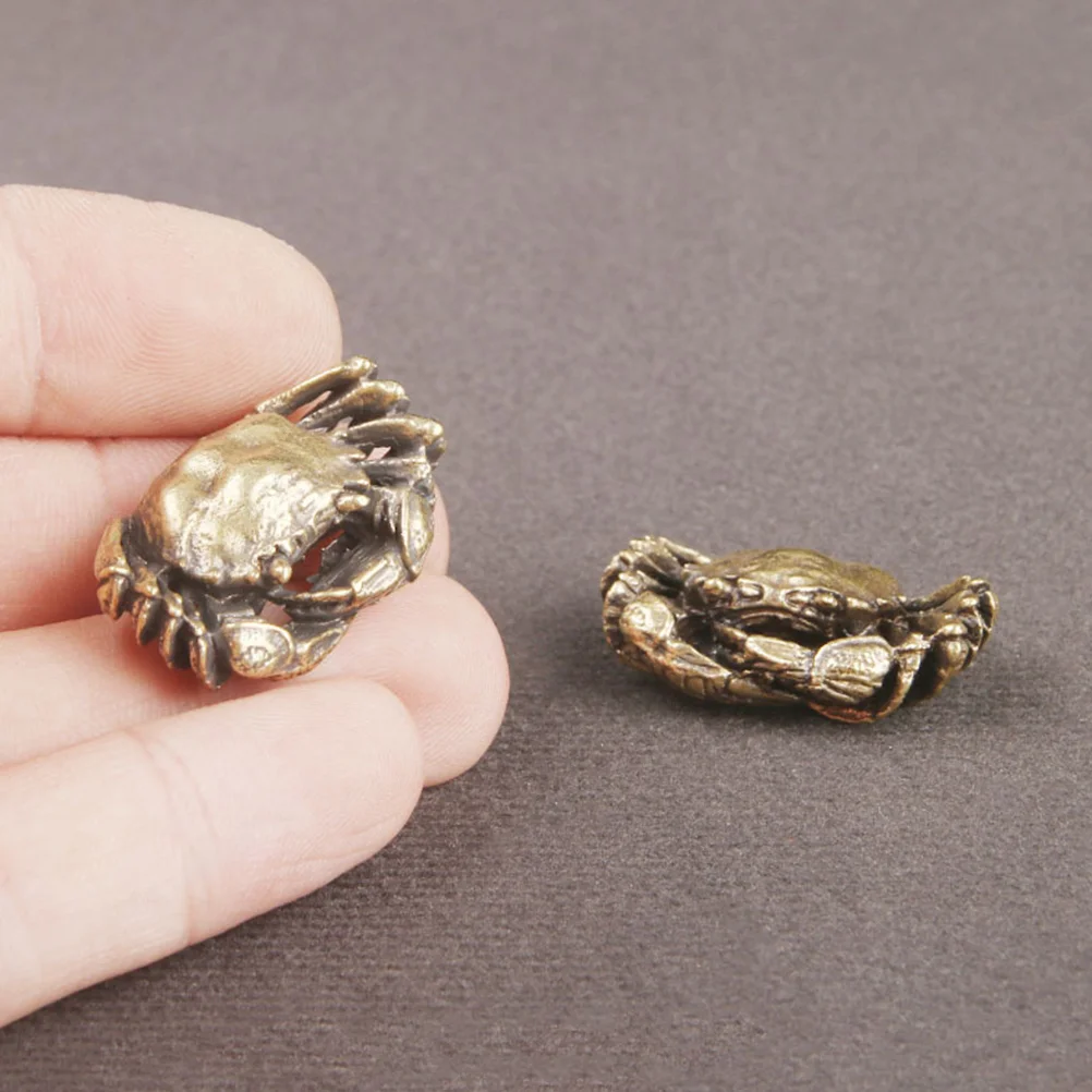 Ретро латунный маленький краб настольные украшения животное бронзовая резьба