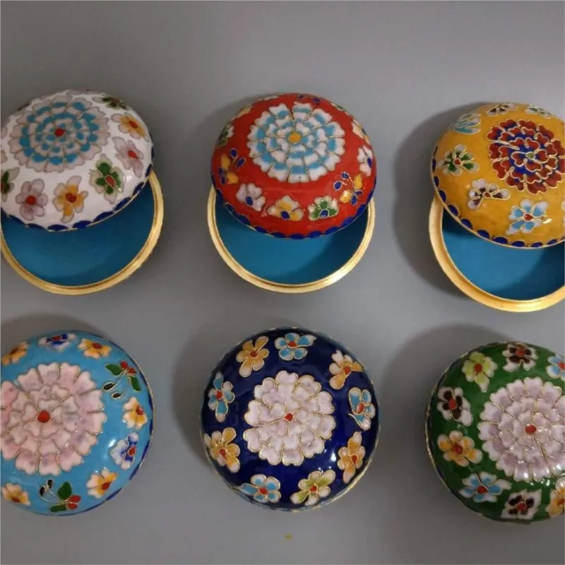 

Chinese Traditional Style Handmade Filigree Cloisonne Craft Storage Box Jewelry Box Ink Box Home Desktop Decoration OrnamentZE71