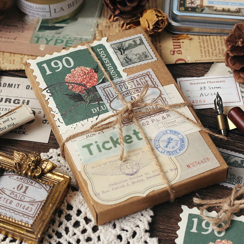 

Literary Artistic Creativity Plant Notes Vintage Sticker DIY Scrapbooking Junk Journal Hand Account Stationery Deco Art Stickers