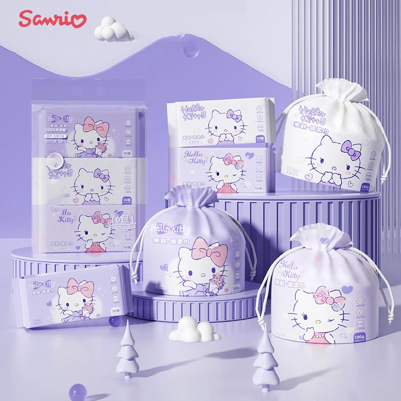 

6 Packs Sanrio My Melody Cinnamoroll Disposable Face Towel Tissue Soft Facial Cleansing Reusable Wet Dry Makeup Non Woven Towel