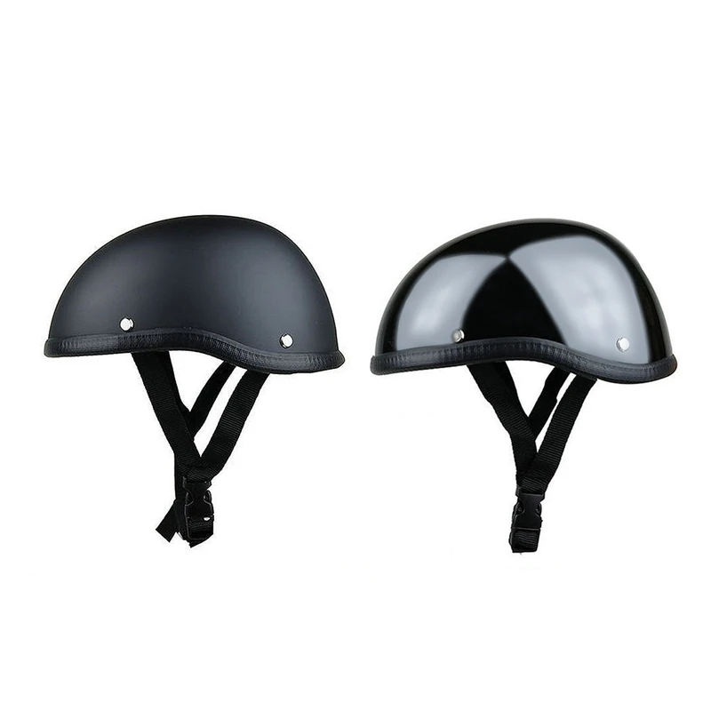 

2 Pcs Skull Cap Motorcycle Helmet Vintage Half Face Helmet Retro German Style Chopper Cruiser,Mat Black & Bright Black