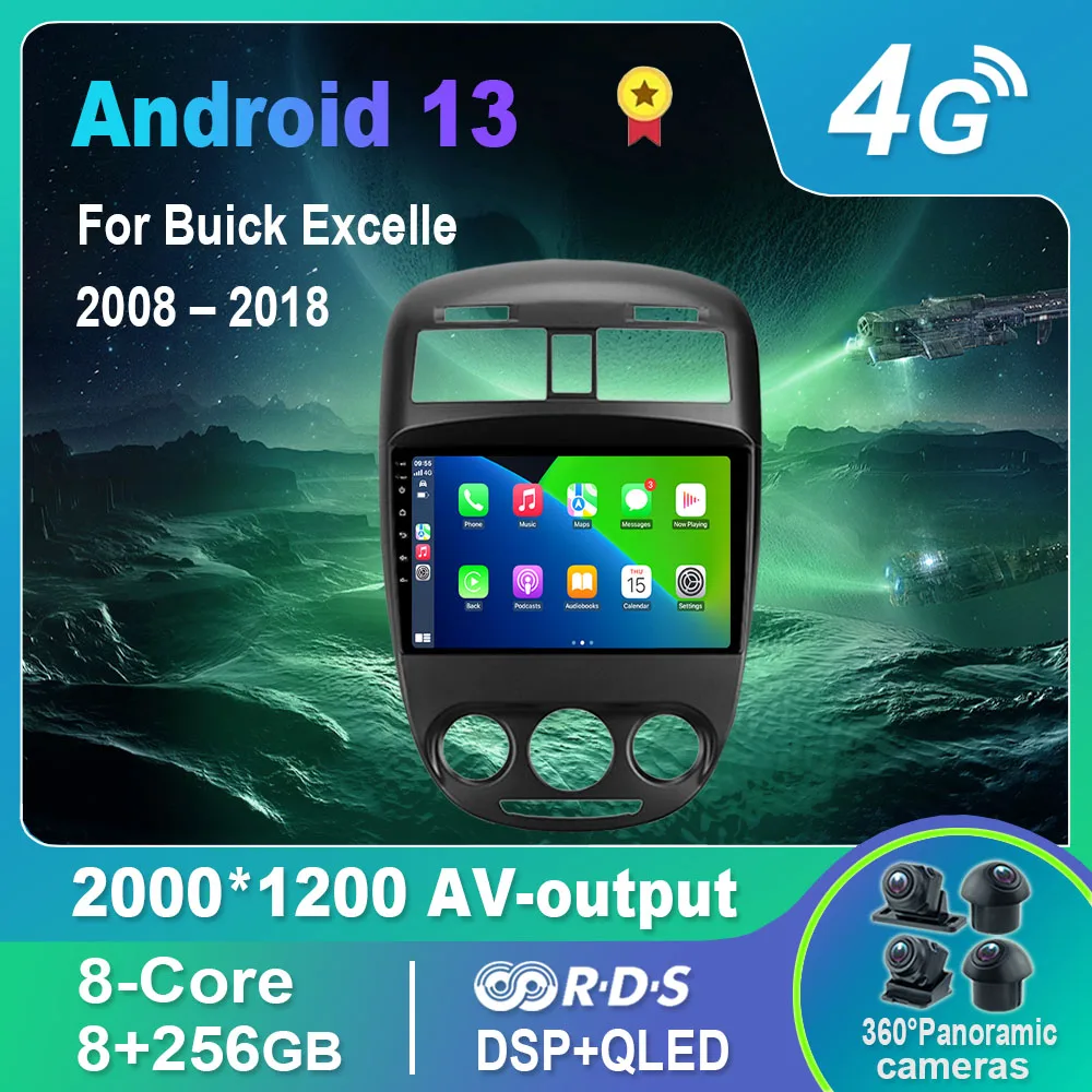

Автомагнитола на Android 13,0/Мультимедийный видеоплеер для Buick Excelle 2008-2018 GPS QLED Carplay DSP 4G WiFi Bluetooth