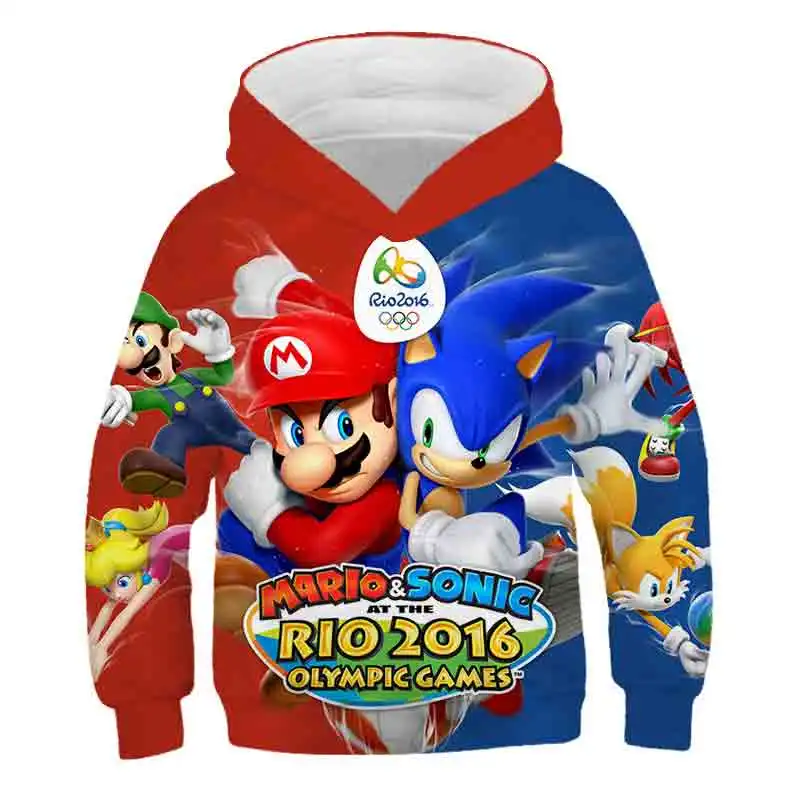

Boys Super Sonic Sweatshirts Pullover Print Long Sleeve Casual Top for Kids Clothes Cotton Children Sonic Clothing Spring Autumn