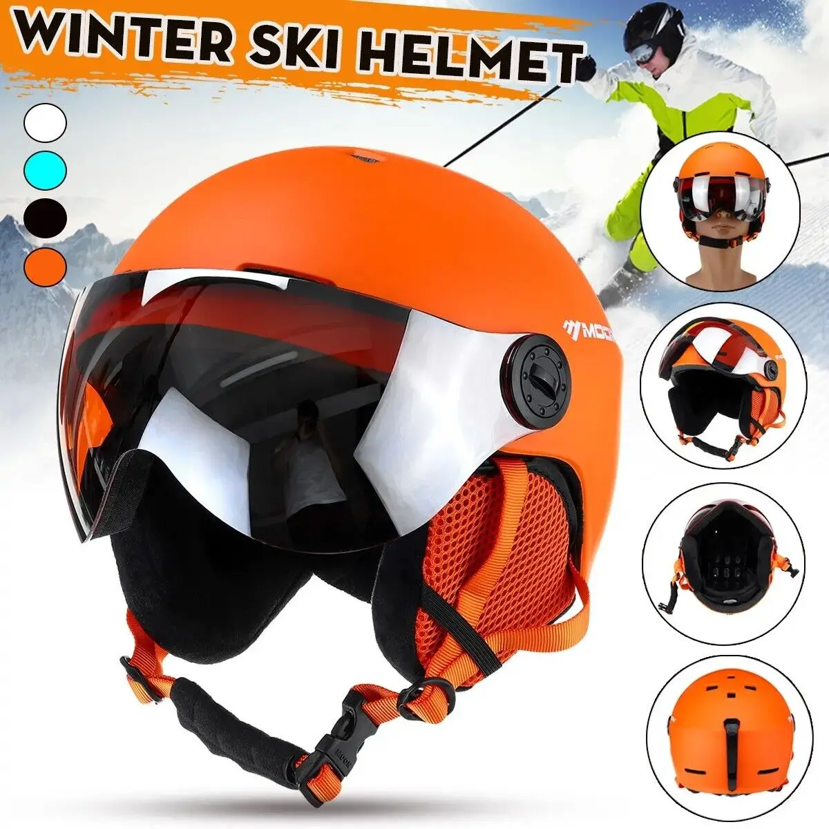 Зимний Лыжный сноуборд шлем с козырьком очки Спортивная маска защита от ветра/снега