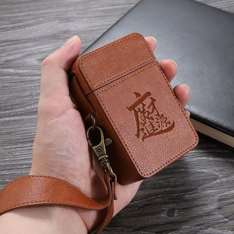 

Large capacity high-grade leather cigarette case advanced retro ultra-thin pressure proof portable cigarette case