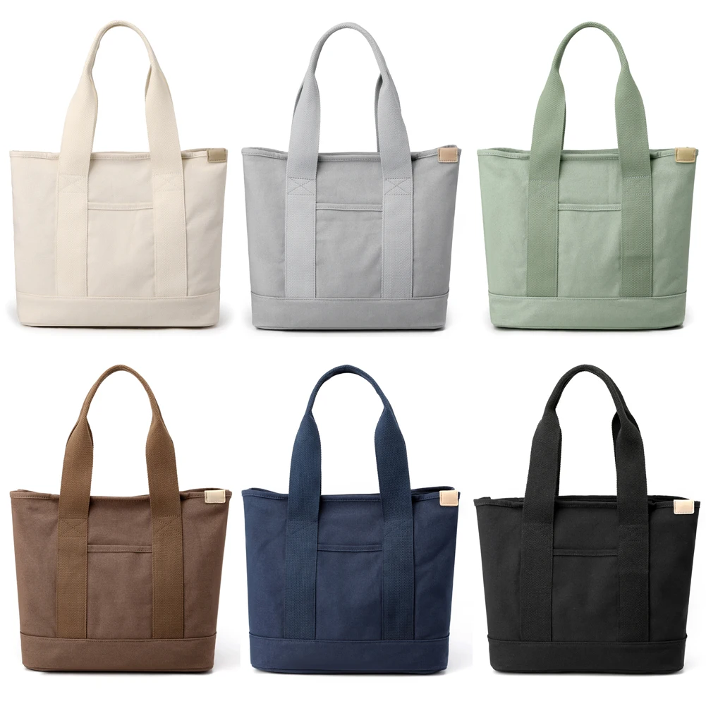 

2022 Women's Bag Shopper Simple Fashion Zipper Handbags Canvas Waterproof Solid Shoulder Bag Large Capacity Tote Bags Mommy Bags