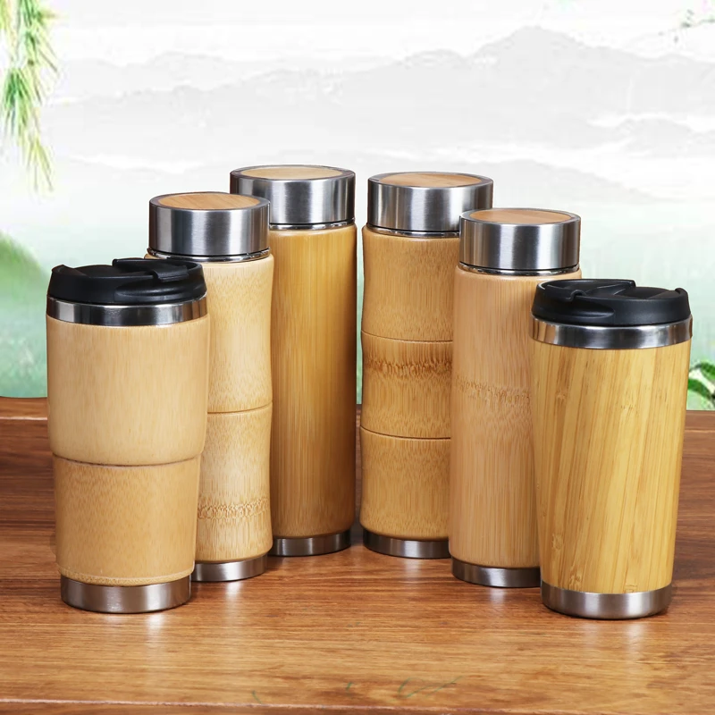 

New Portable Bamboo Stainless Steel Thermos Bottles Mug For Water Vacuum Flasks Travel Coffee Cups Tea Thermal Tumbler Creative