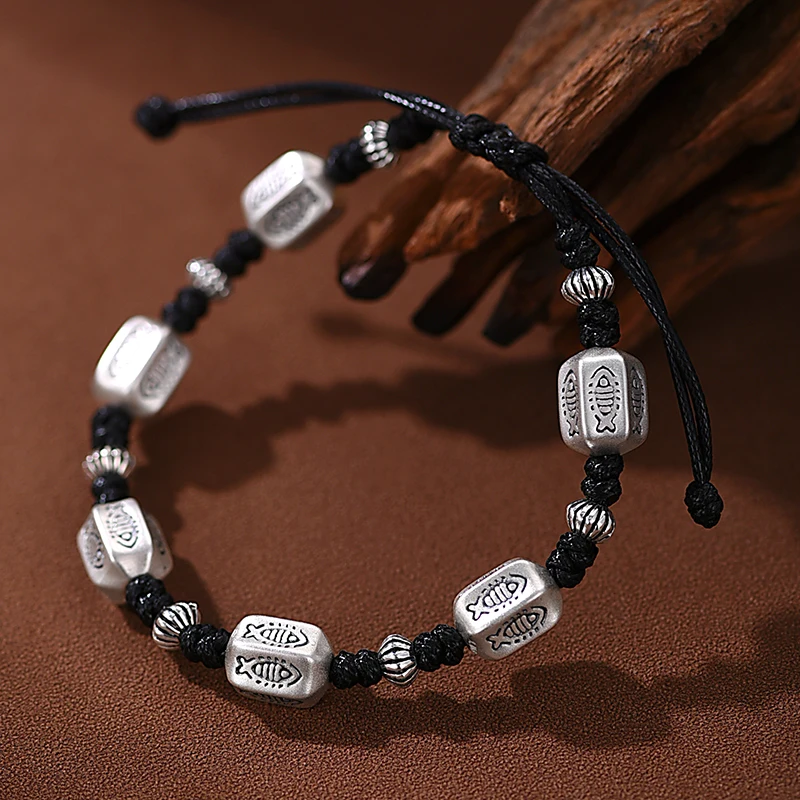 ZABRA 999 чистое серебро Lulu Tong Koi браслет мужской ретро экзамен по берегу ручная