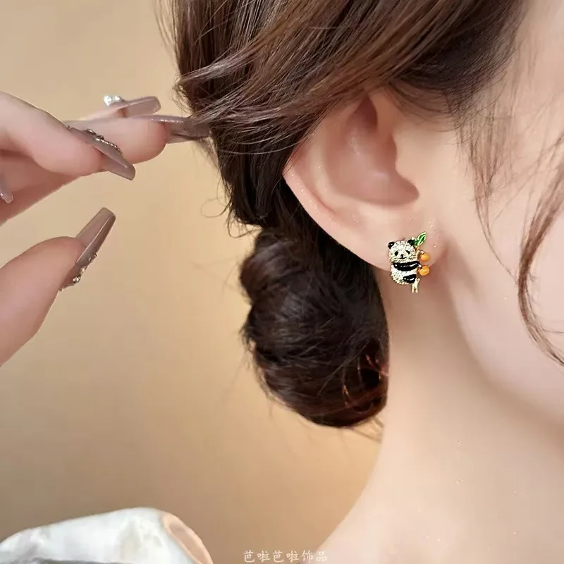 Серьги с пандой новые модные бамбуковые серьги в китайском стиле дизайнерские