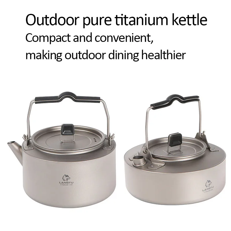 

Outdoor Pure Titanium Boiling Kettle 1000ml/80ml Outdoor Camping Tea Kettle Portable Coffee Brewing Tea Boiling Tea