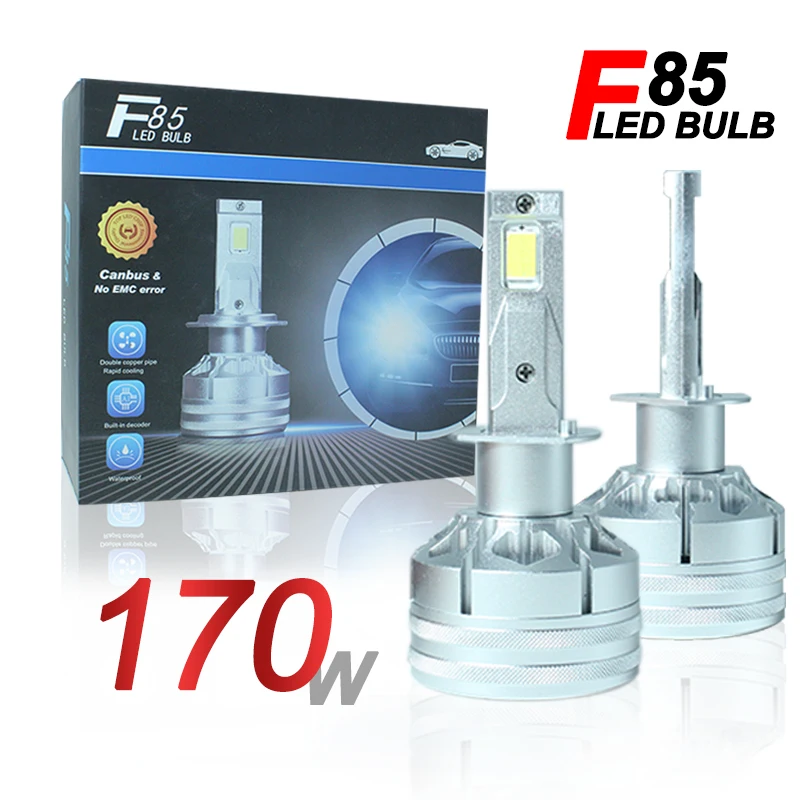 F85 170W H7 Car Led Bulb Light Lamp Canbus 17000lm H1 H4 H7 H11 H13 9005 Hb3 9006 Hb4 9012 9007 Led Headlight Fog Lamp Kit 6000k